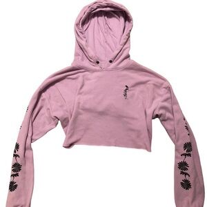 Hooded Purple Cropped Top by Empyre with Black Floral Embroidered Design